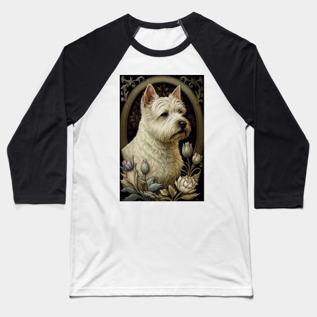 West Highland White Terrier - Art Nouveau Style Baseball T-Shirt by ArtNouveauChic